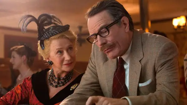 Screenwriter Dalton Trumbo (Bryan Cranston) and gossip columnist Hedda Hopper (Helen Mirren) spar in Trumbo -- source: Bleeker Street Media