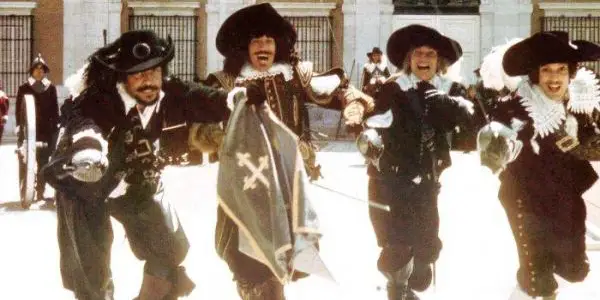 Oliver Reed, Richard Chamberlain, Michael York and Frank Finlay are all for one - The Three Musketeers(1973) - source: Optimum Home Entertainment