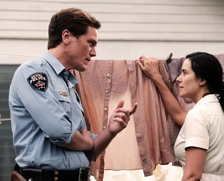 A drifter (Shea Whigham) kills a traveling preacher and takes his place at a small-town church, but the police chief (Michael Shannon) suspects foul play.